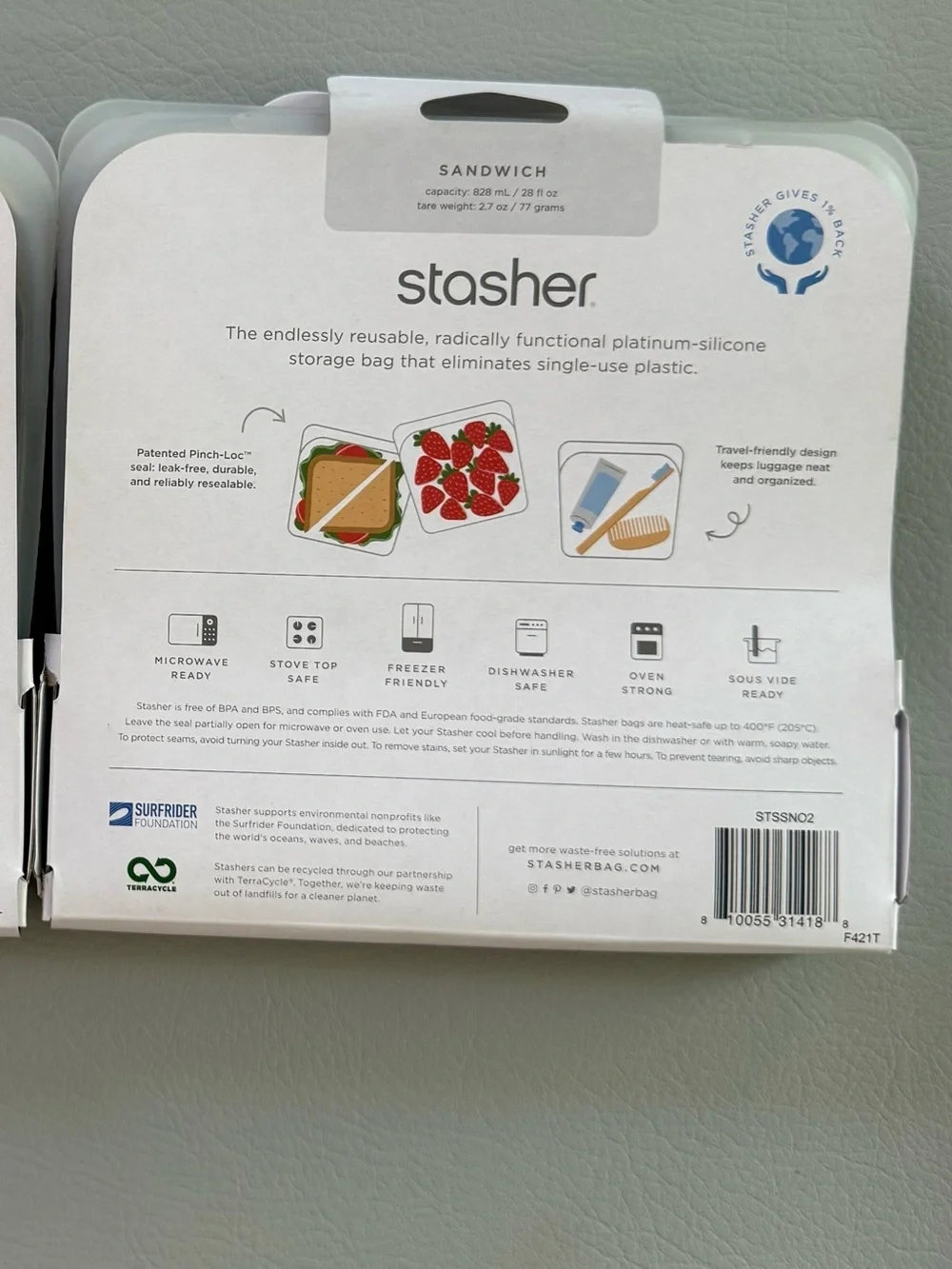 Stasher Silicone Christmas Sandwich Bags Snowflakes- New in packaging